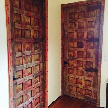 Antique Red Lacquer Asian doors