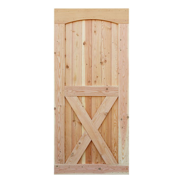 Arched Top Interior Rustic Barn Door with X-Brace