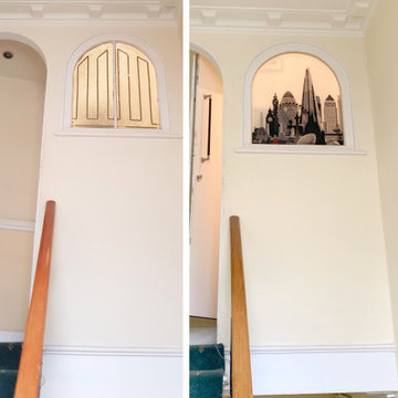 Before and after London printed arch window