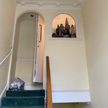 Before and after London printed arch window
