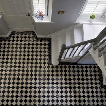 Black & White tiled hallway