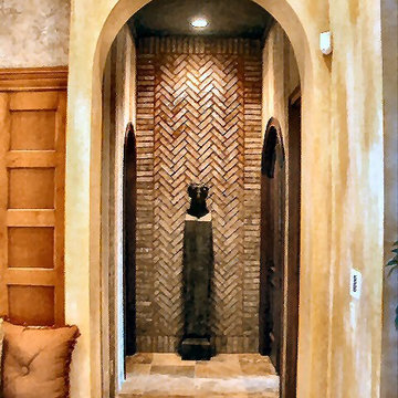 Brick backed hallway wall in Florida Vacation Home