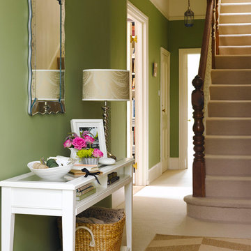 Bright Hallway in Green and Neutral Tones