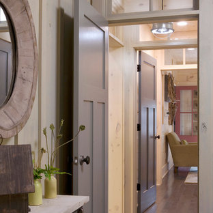 Mountain style dark wood floor hallway photo in Atlanta