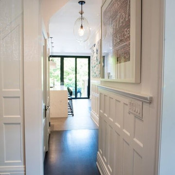 Contemporary Hallway Design, Dark Wood Floors