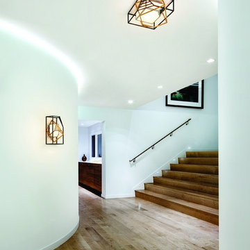 Cubist LED Celling Flush Mount in Bronze with Gold Leaf and Polished Stainless