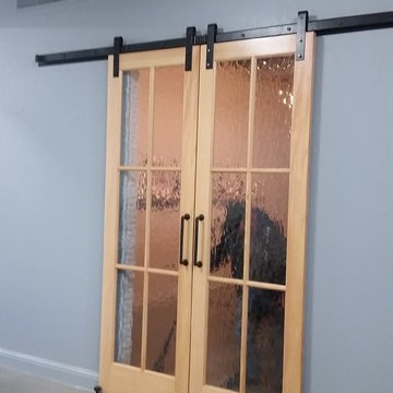 Custom barn doors with Obscure glass