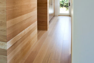 Example of a trendy light wood floor hallway design in San Francisco