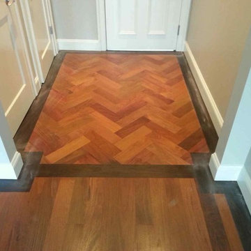 Custom Mahogany Floor with Herringbone pattern and Walnut Border