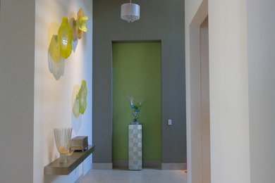 Example of a trendy hallway design in Las Vegas with green walls