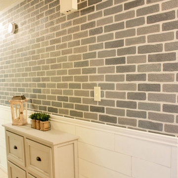 DIY Brick Stenciled Hallway