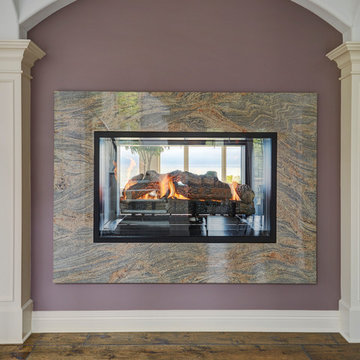 Double Sided Fireplace with Marble Surround
