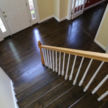 Ebony/Jacobean on red oak