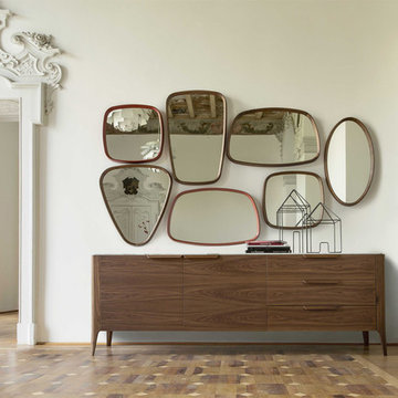 Eclectic mirror display and sideboard in Canaletta walnut