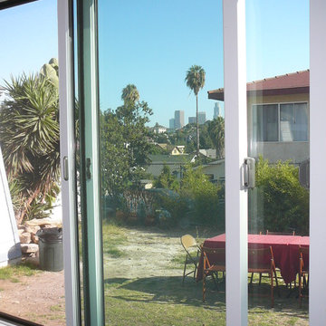 First Floor Hall - Looking out into the back yard - see LA highrises in the back