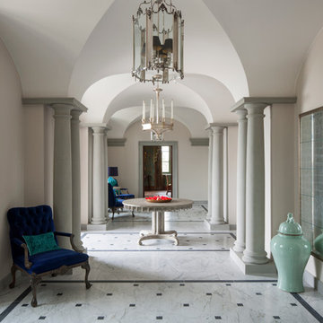 Hallway with columns and marble floor