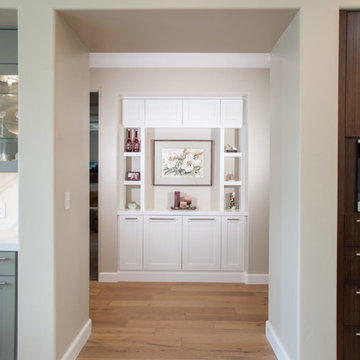 Hallway with White Shaker Cabinets and Shelves