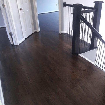 Hardwood floor installation, refinishing with ebony stain