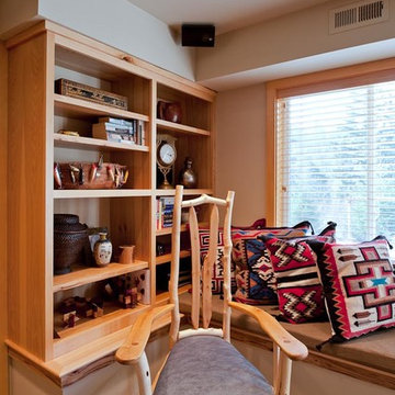 Hickory Custom Bookshelf and Window Seat