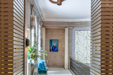 Hallway - traditional carpeted hallway idea in New York