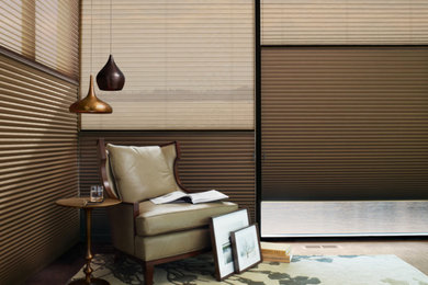 Hallway - mid-sized contemporary medium tone wood floor and brown floor hallway idea in Other