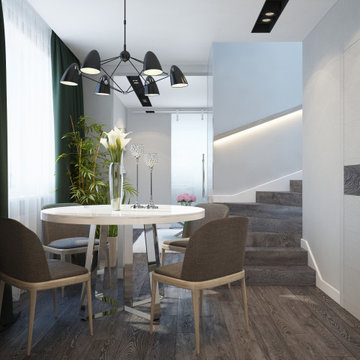 Interior of spacious white studio