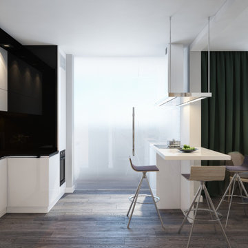 Interior of spacious white studio