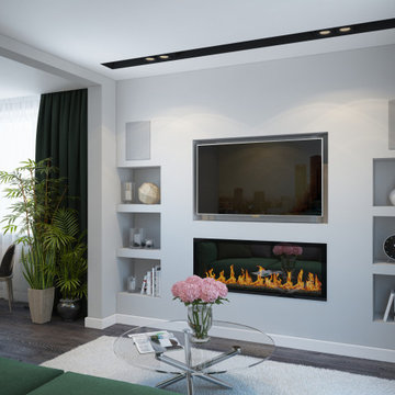 Interior of spacious white studio