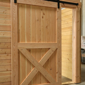 Interior Rustic Barn Door with Crossbuck & Sliding Track Hardware
