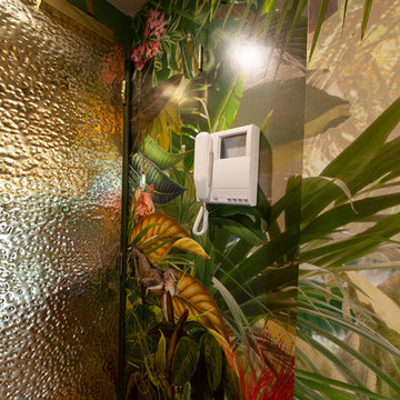 Jungle Hallway with Beaten Brass door