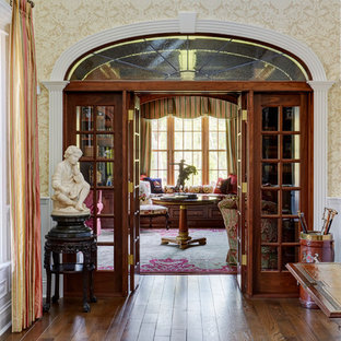Leaded Glass Starburst Transom Window on Library Entry