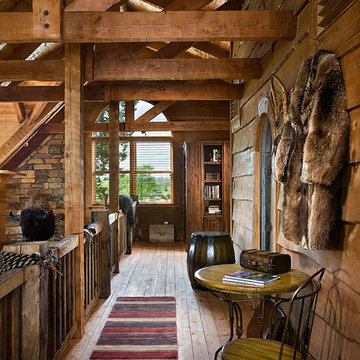 Log home with barn wood and Western decor