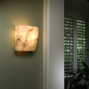 Lumen Aria 2-Light Wall Sconce in Faux Alabaster in Hallway