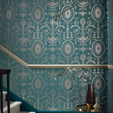 Luxuriously Styled Hallway with Decadent Wallpaper