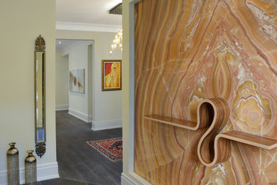 Example of a mid-sized trendy slate floor hallway design in Toronto with beige walls