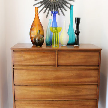 Mid Century Modern Dresser with Glass Vase Display