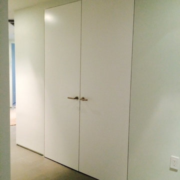 Modern Invisible Double Doors in Matte White Finish