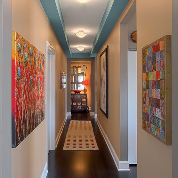 Multi-Colored Hallway with Contemporary Artwork