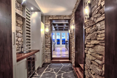 Example of a transitional hallway design in Calgary