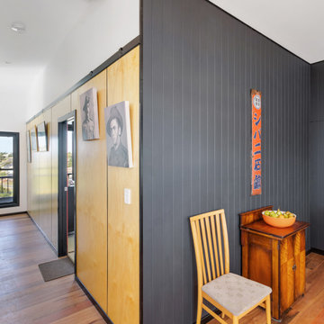 Plywood and grooved wall lining