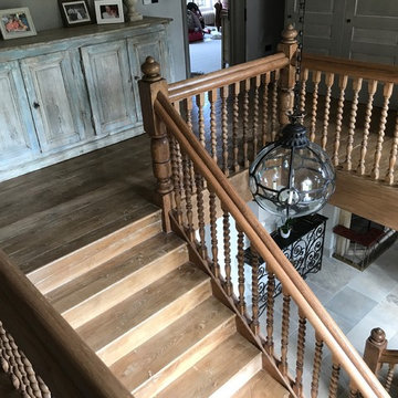 Reclaimed floors, stairs and risers limed washed panels