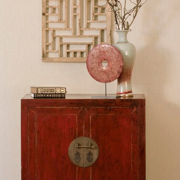 Red Distressed Accent Chest - Chinese Ming Style