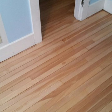 Resand of existing birch flooring - before and after