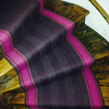Roger Oates Runner - Henley Prune - Fitted To Curved Stairs With Landing