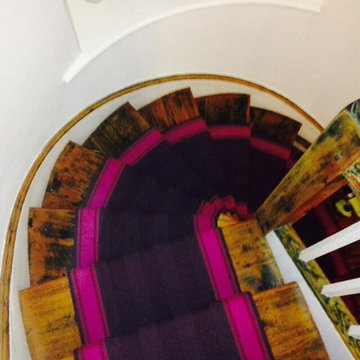 Roger Oates Runner - Henley Prune - Fitted To Curved Stairs With Landing
