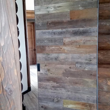 Sliding barn door made from barn wood