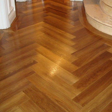Solid smoked Oak Herringbone floor in Chingford