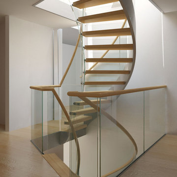 Spiral glass staircases