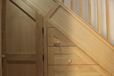 Staircase renovation in oak with understairs storage and utility space. Bridport