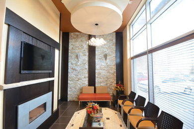 Stone feature wall with a 3 dimensional ceiling